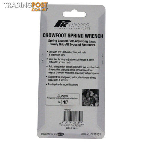 Crowfoot Spring Wrench 1/2 "dr  14.3mm  - 31.75mm SKU - PT10131