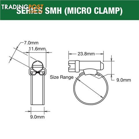 Tridon Regular Hose Clamp 21mm â 44mm Solid Band Part Stainless 10pk SKU - SHS020P