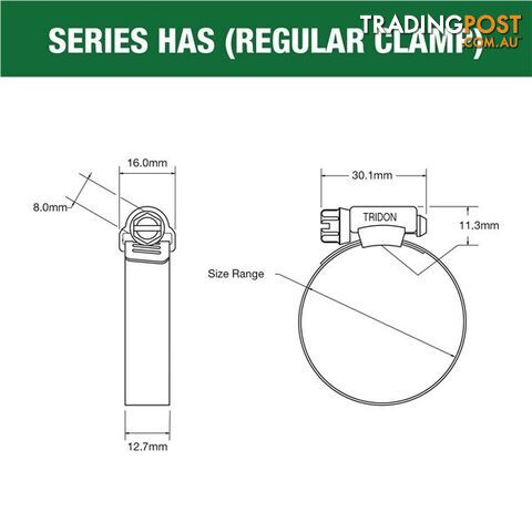 Tridon Full S. Steel Hose Clamps 391mm â 441mm Perforated Band 10pk SKU - HAS270