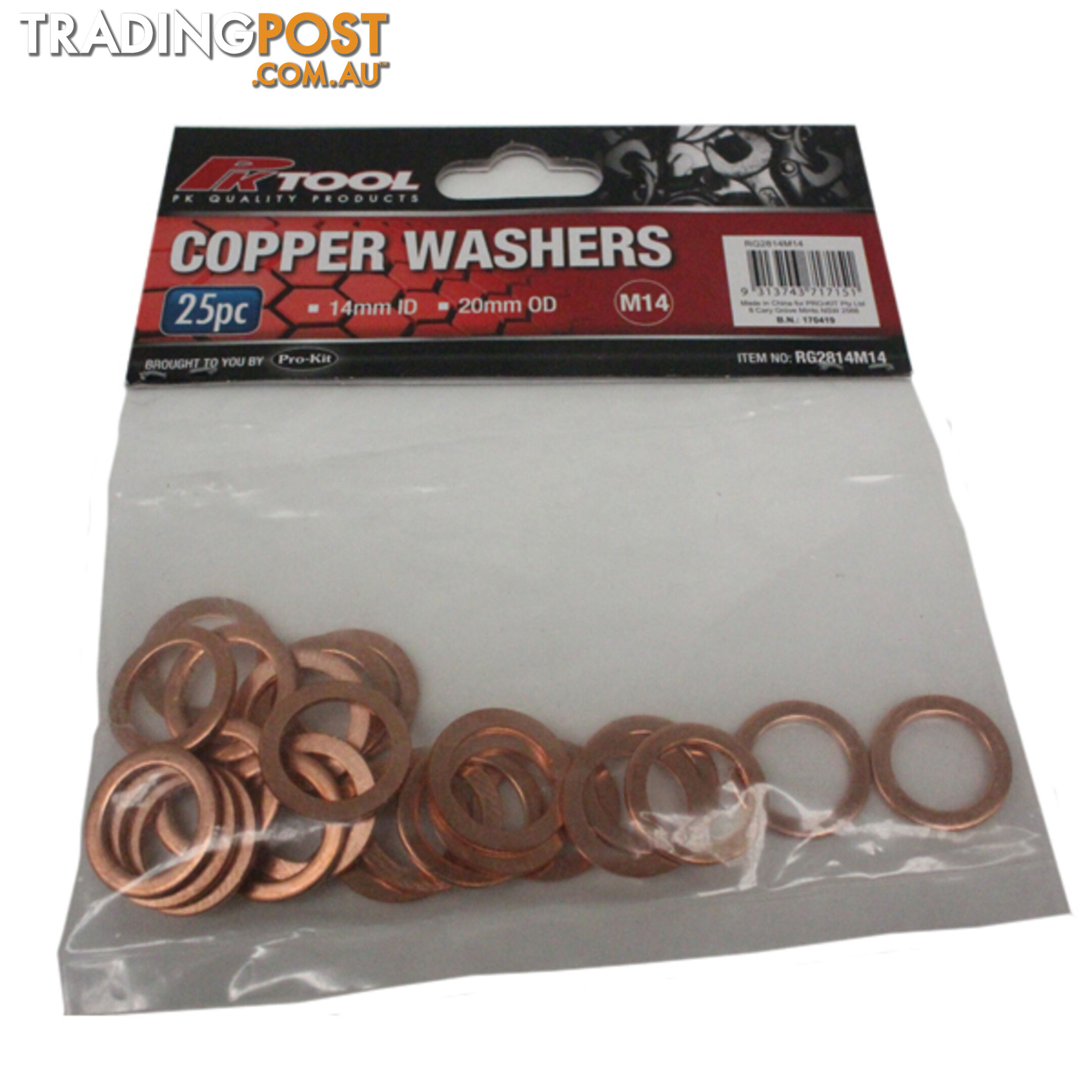 Copper Washers 14mm ID  - 20mm OD 25pc pack SKU - RG2814M14