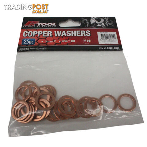 Copper Washers 14mm ID  - 20mm OD 25pc pack SKU - RG2814M14
