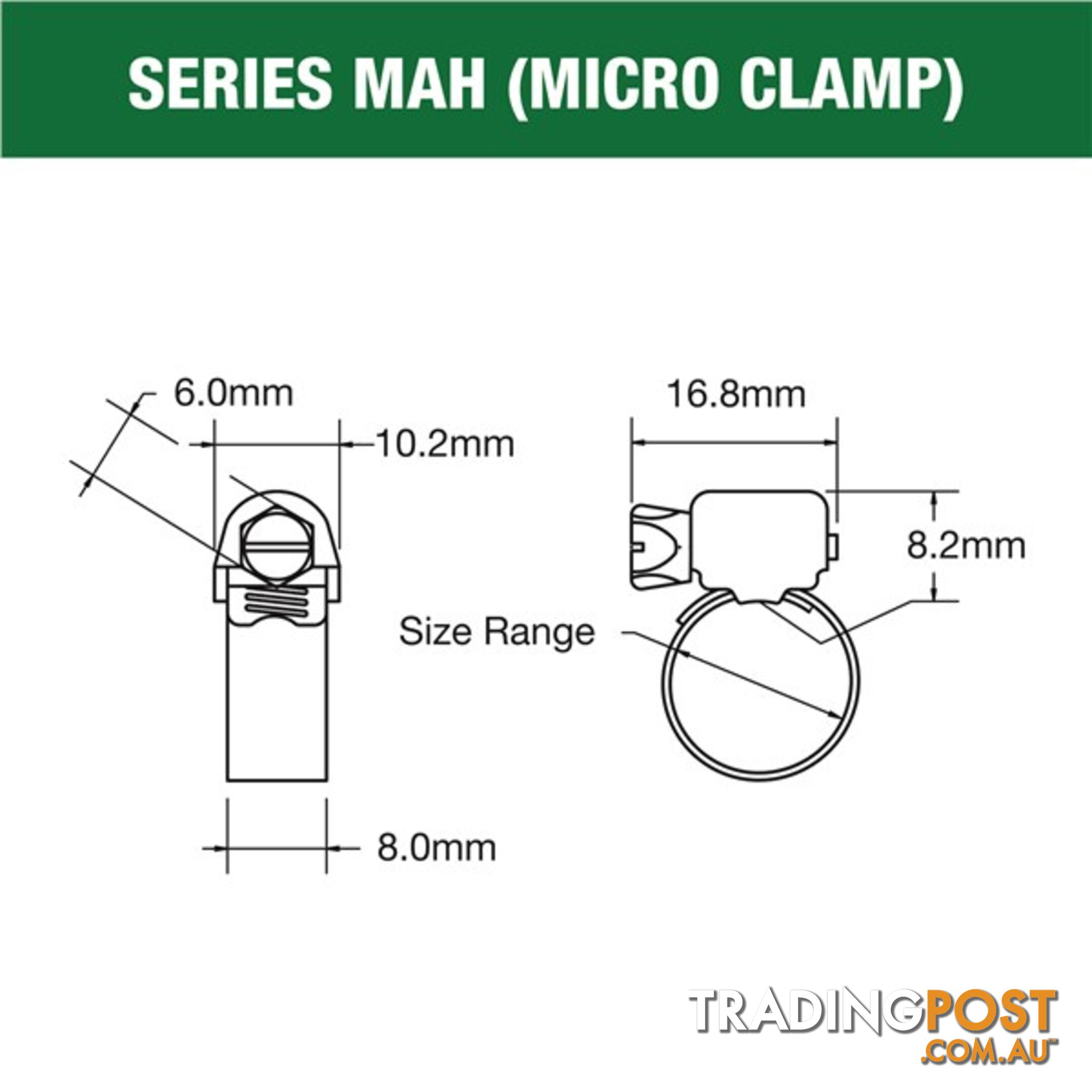 Tridon Full S. Steel Hose Clamp 11mm â 22mm Micro Perforated Band 10pk SKU - MAH006P