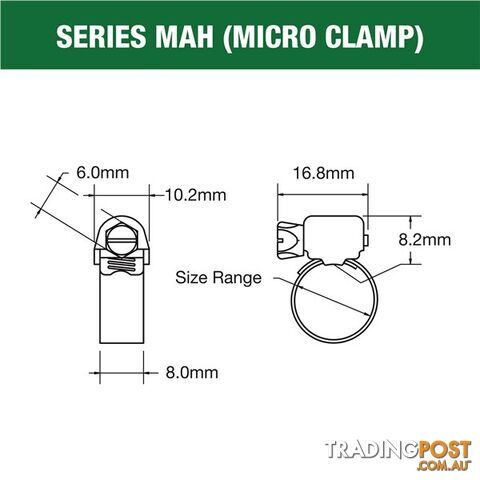 Tridon Full S. Steel Hose Clamp 11mm â 22mm Micro Perforated Band 10pk SKU - MAH006P