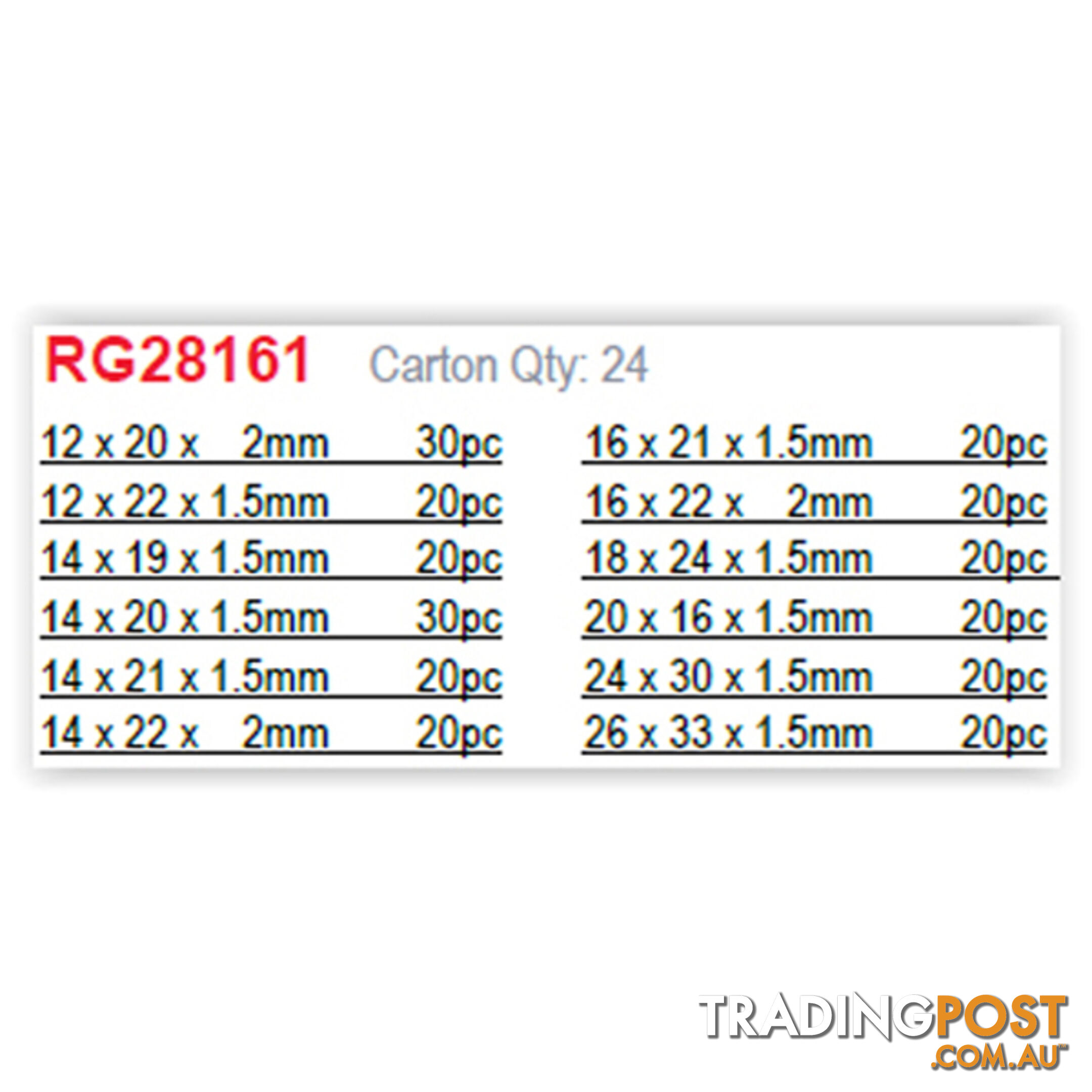 260pc Aluminium Washer Assortment SKU - RG28161