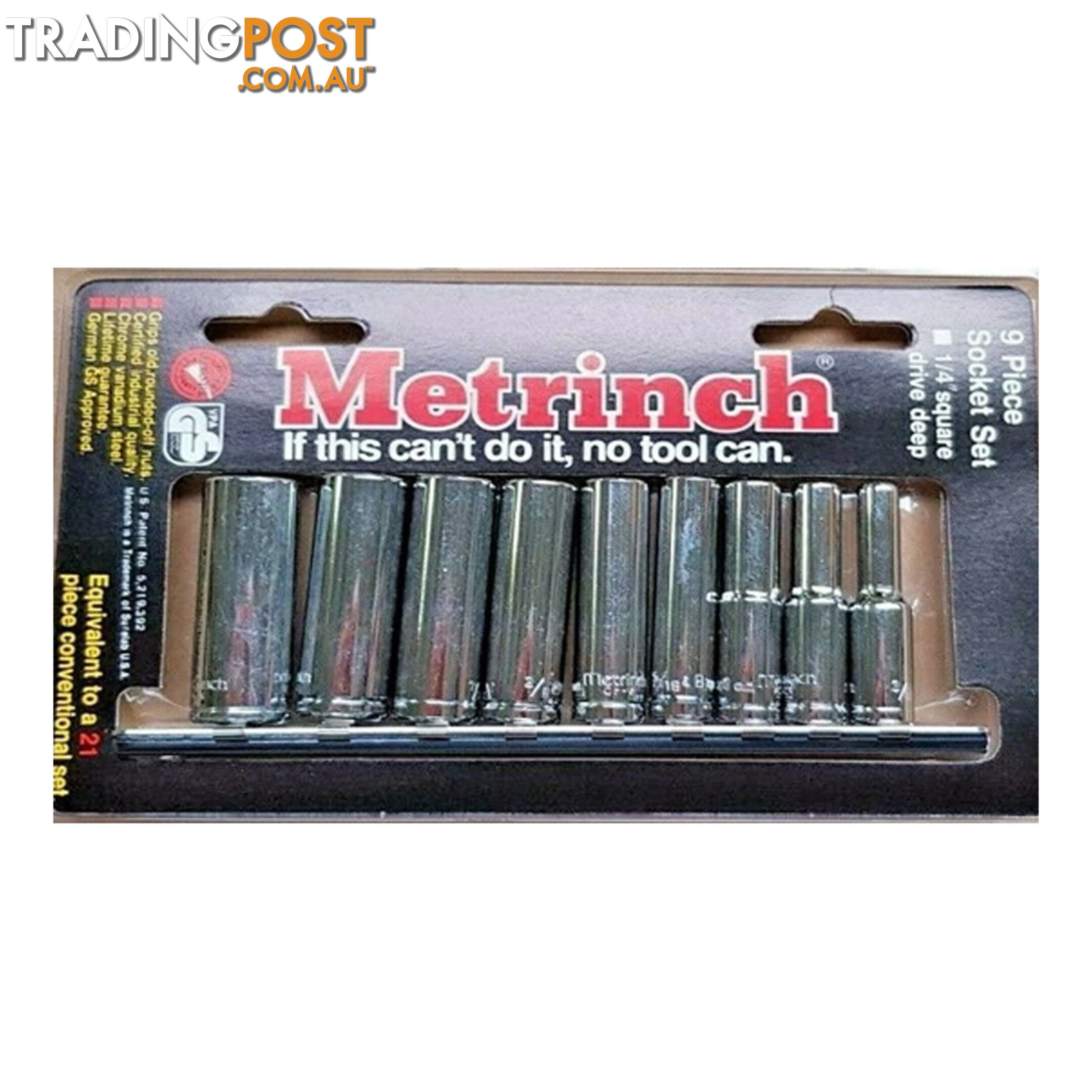 Metrinch Socket Set 1/4 "dr Deep Wall 9pc 5 -13mm, 3/16  - 1/2 " Metric SAE SKU - MET-0230