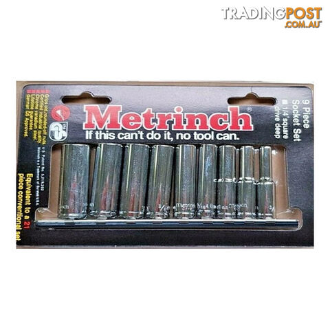 Metrinch Socket Set 1/4 "dr Deep Wall 9pc 5 -13mm, 3/16  - 1/2 " Metric SAE SKU - MET-0230