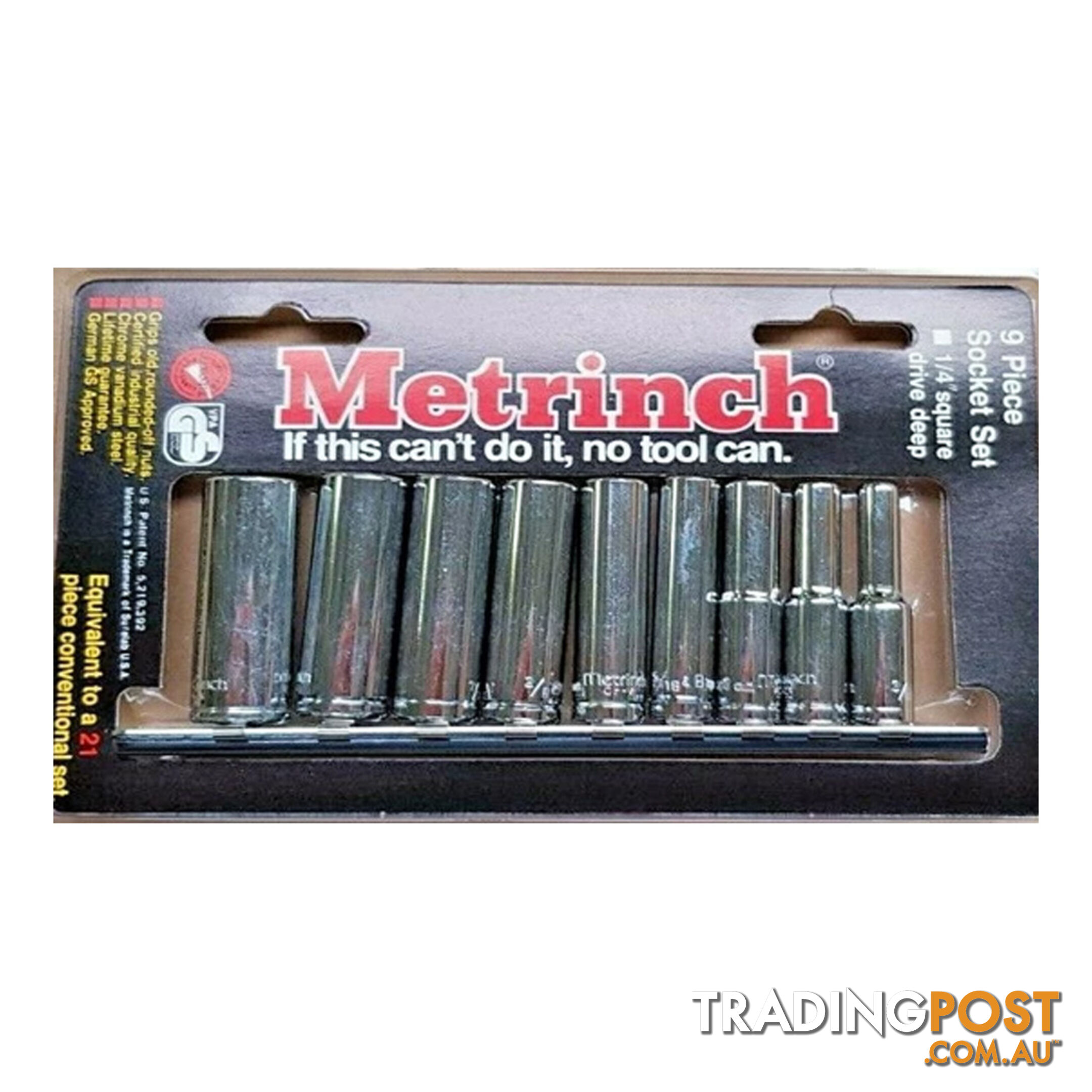 Metrinch Socket Set 1/4 "dr Deep Wall 9pc 5 -13mm, 3/16  - 1/2 " Metric SAE SKU - MET-0230