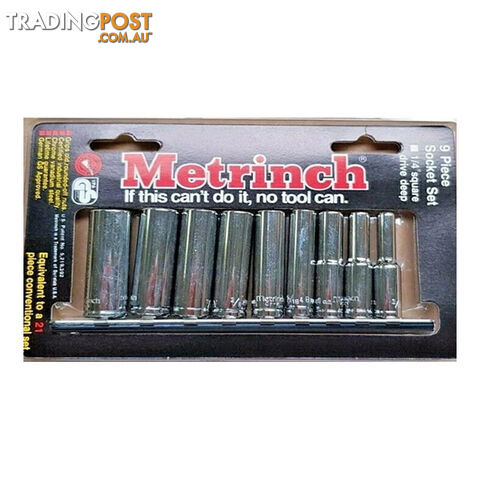 Metrinch Socket Set 1/4 "dr Deep Wall 9pc 5 -13mm, 3/16  - 1/2 " Metric SAE SKU - MET-0230