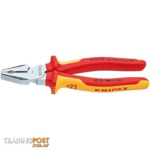 Knipex 200mm High Leverage Combination Pliers  - 1000V VDE SKU - 206200