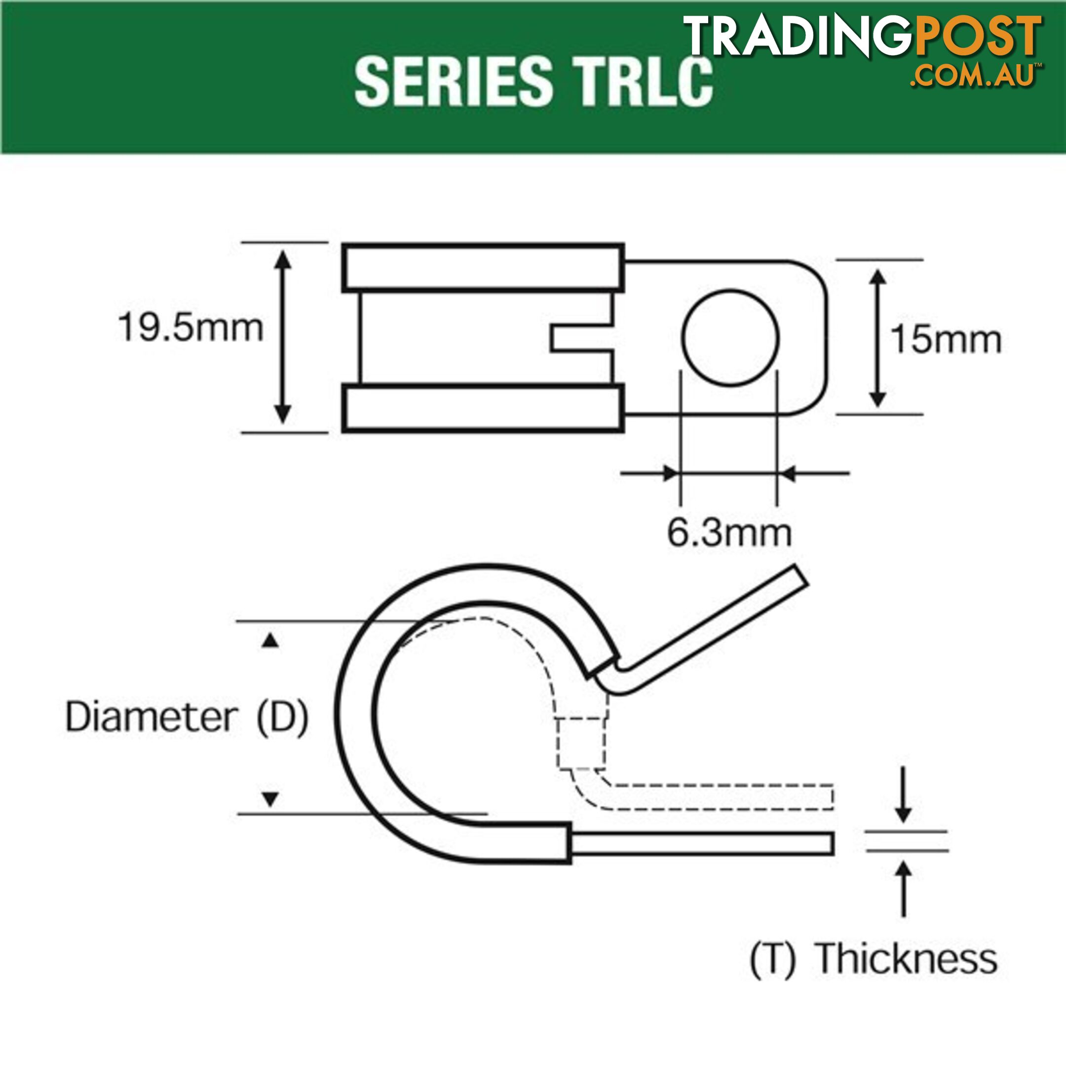 Tridon Rubber Lined Hose Clamp 25mm Zinc Plated 10 pk SKU - TRLC25P