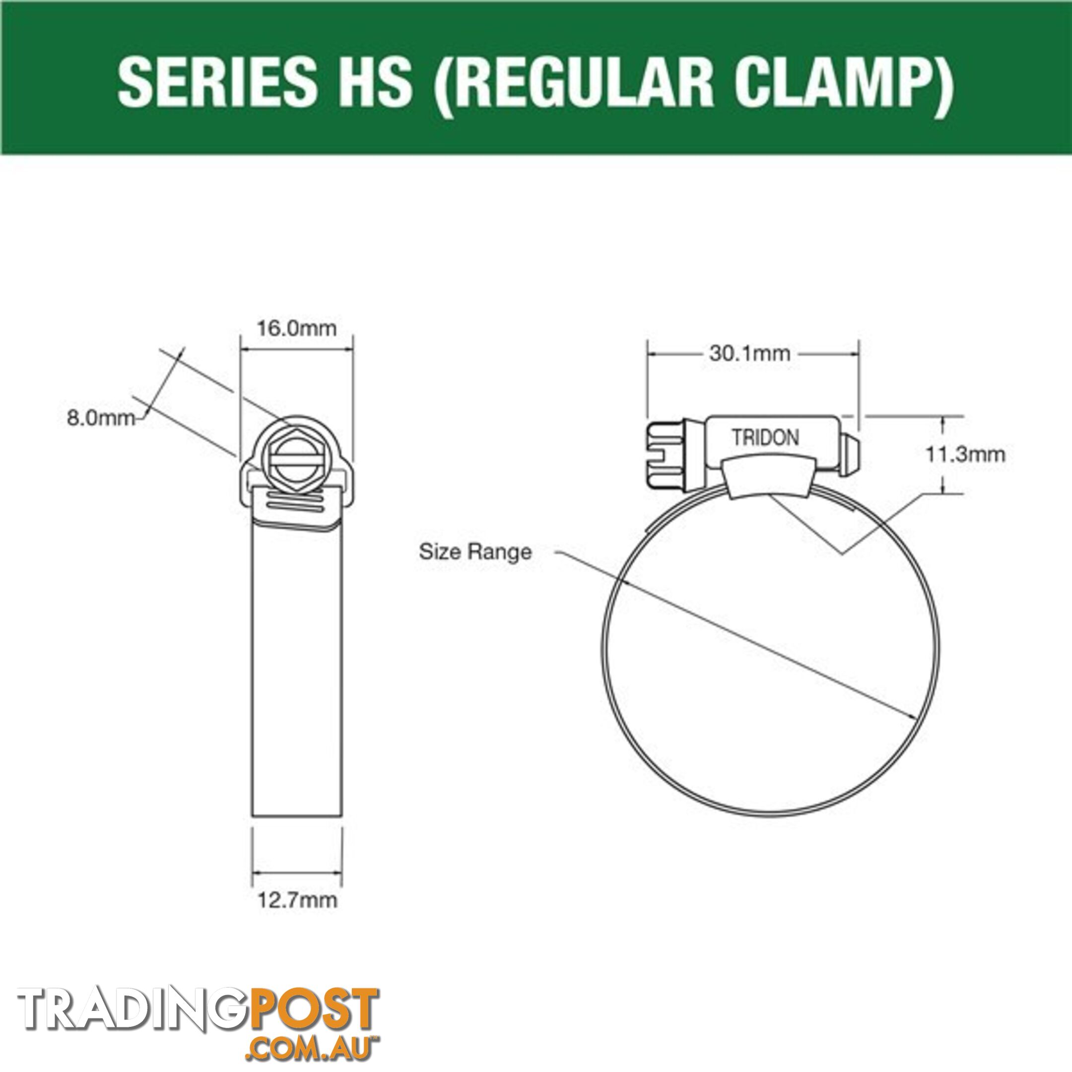 Tridon Part S. Steel Hose Clamps 222mm â 273mm Perforated Band 10pk SKU - HS164