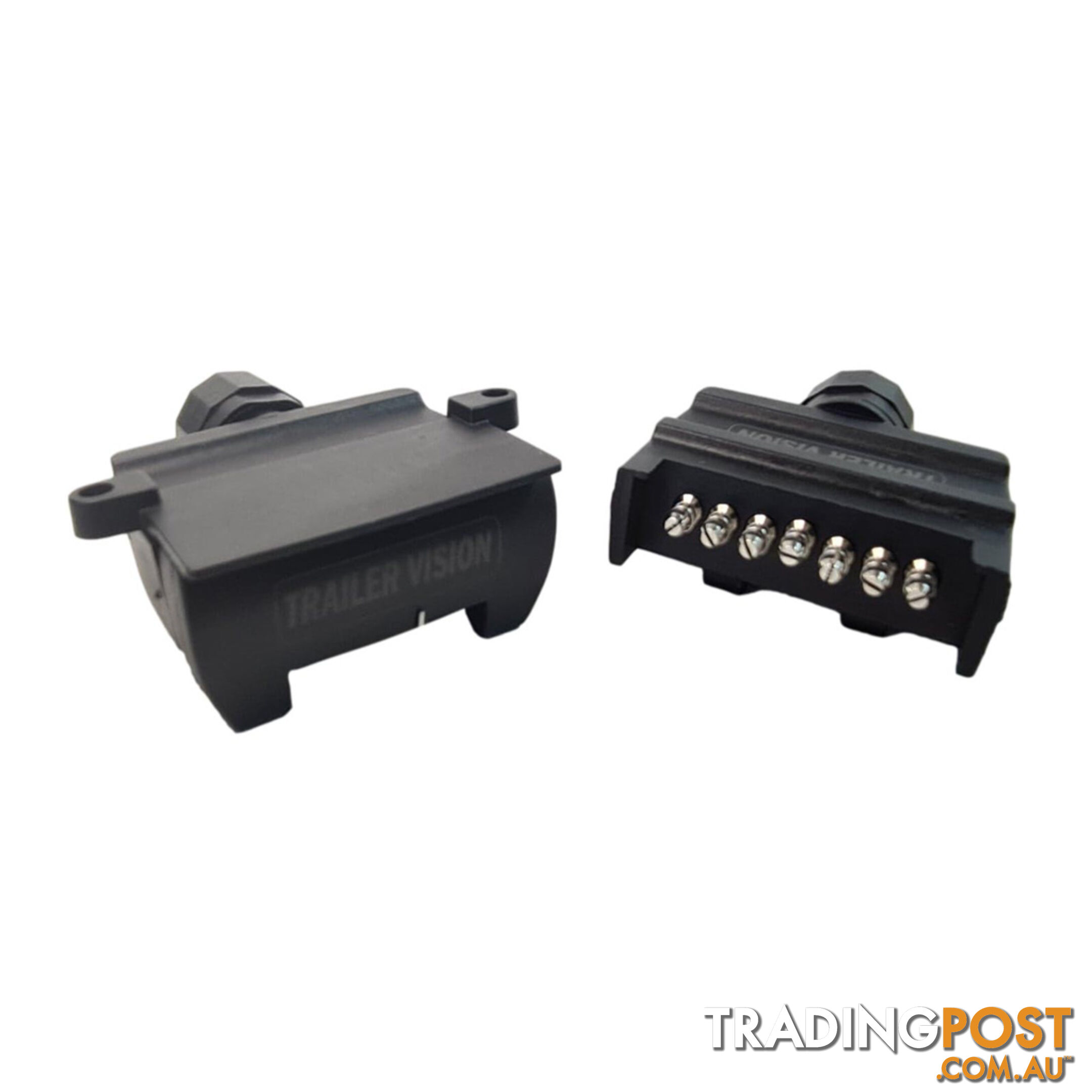 Trailer Vision 7 Pin Flat Male Plug   7 Pin Female Socket with Terminal Springs SKU - TV106FTV105F