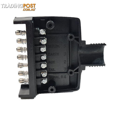 Trailer Vision 7 Pin Flat Male Plug   7 Pin Female Socket with Terminal Springs SKU - TV106FTV105F