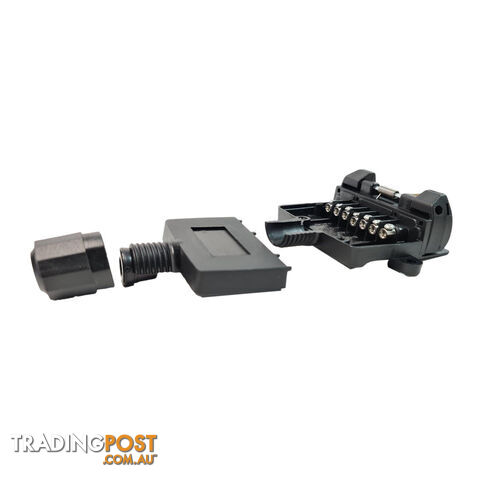 Trailer Vision 7 Pin Flat Male Plug   7 Pin Female Socket with Terminal Springs SKU - TV106FTV105F