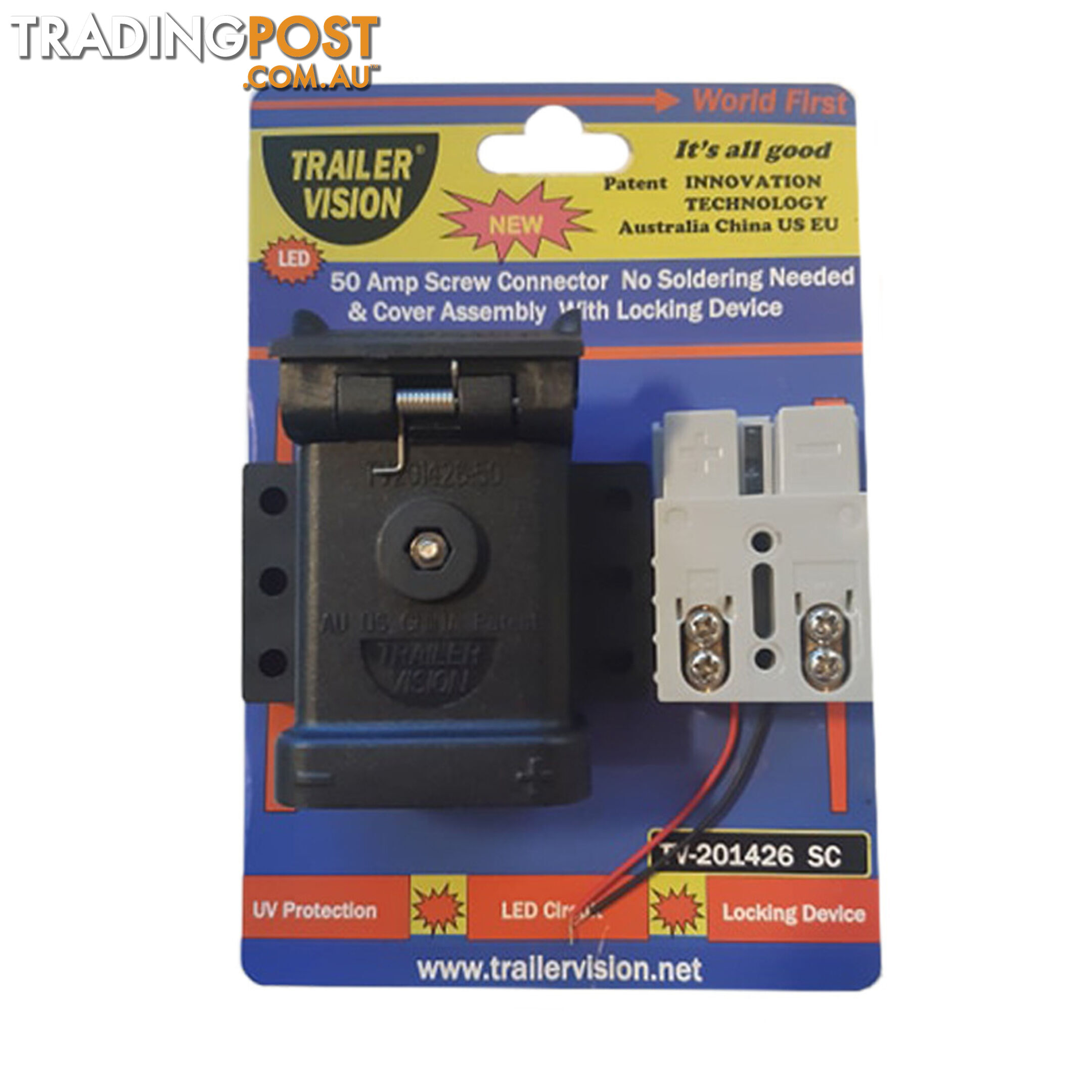 Trailer Vision 50 amp Top Mount with LED Screw Connector Anderson Plug SKU - TV201426SC