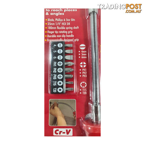 Screwdriver Flexible Shaft 9pc Bit Set SKU - PT30207