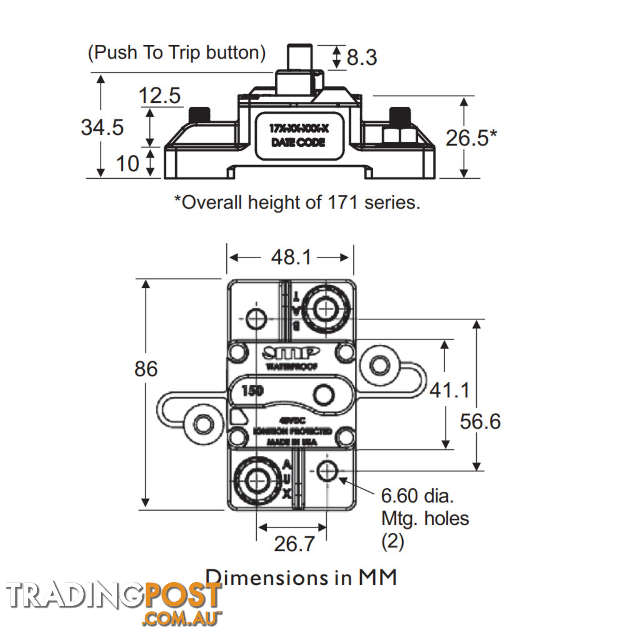 MP (USA Brand) 12/24v Circuit Breakers 25-250 amp Genuine