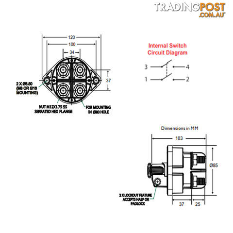 Master Disconnect Switch 500 amp 48vdc Single or Dual Battery