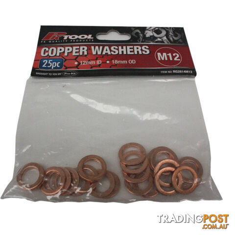 Copper Washers 12mm ID  - 18mm OD 25pc pack SKU - RG2814M12