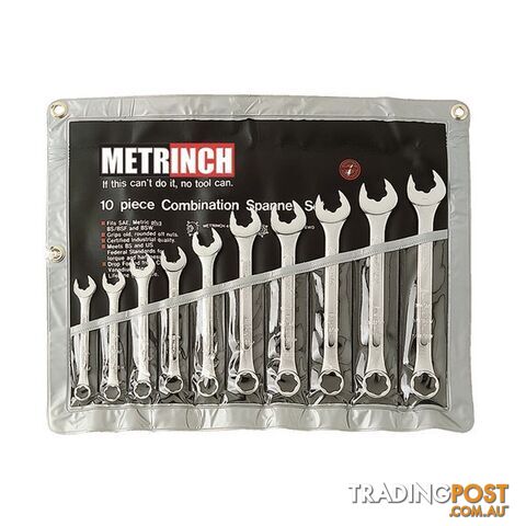 Metrinch Spanner Set 10pc 10-19mm (3/8 "-3/4 ") Metric, SAE, Worn Nuts / Bolts SKU - MET-0110