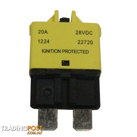 Bussman 20 amp 12-24V Resettable Blade Fuse Circuit Breaker Manual Reset SKU - 10366