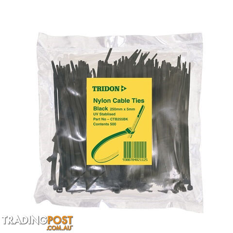 Tridon Cable Tie 400mm x 5mm Bulk 500pc Pack SKU - CTB405BK