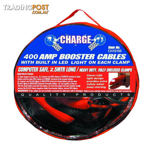 Charge Jump Start Cables 400amp 3m Long LED Lights Heavy Duty SKU - CH10100