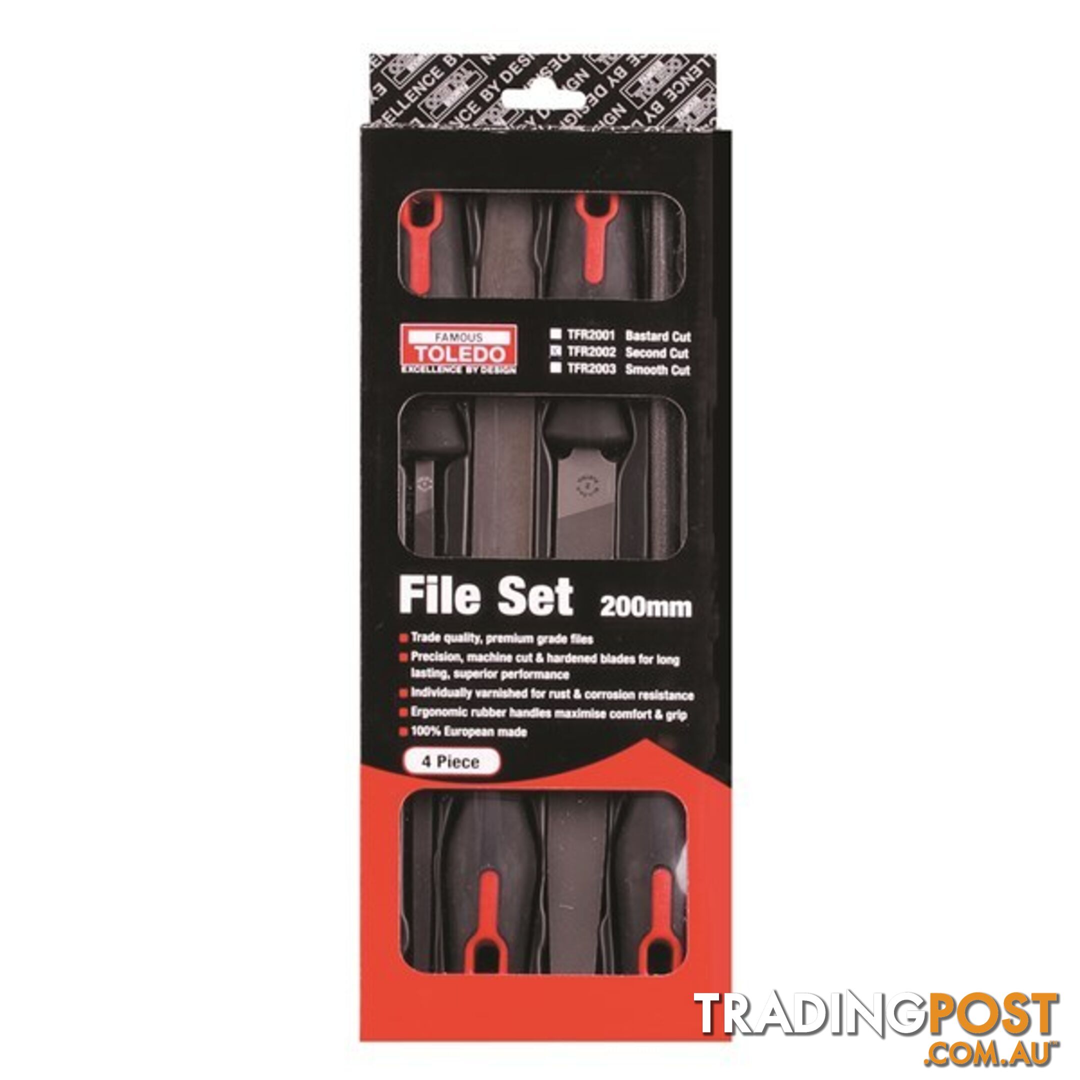 Toledo File Set Second Cut  - 200mm 4 Pc SKU - TFR2002