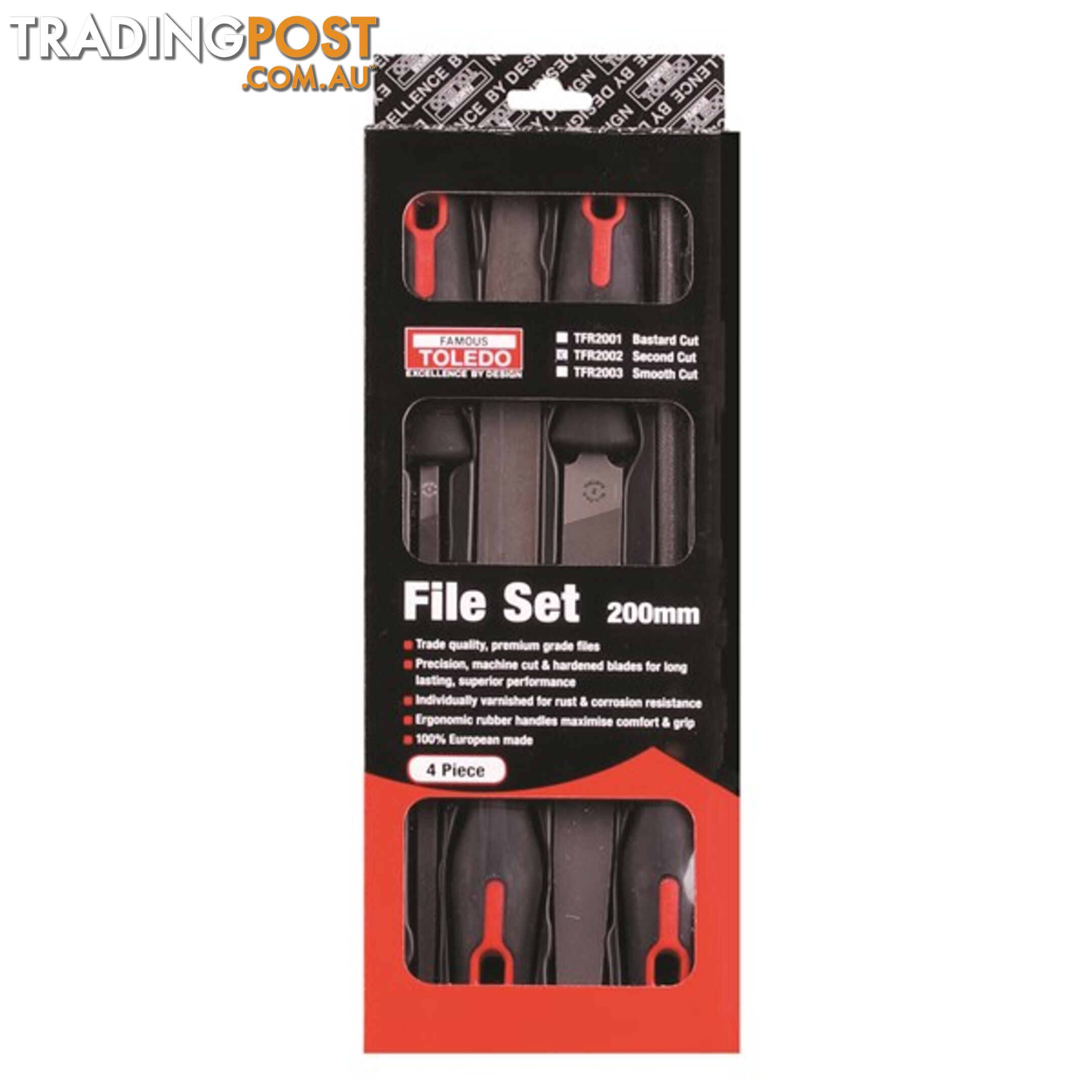 Toledo File Set Second Cut  - 200mm 4 Pc SKU - TFR2002