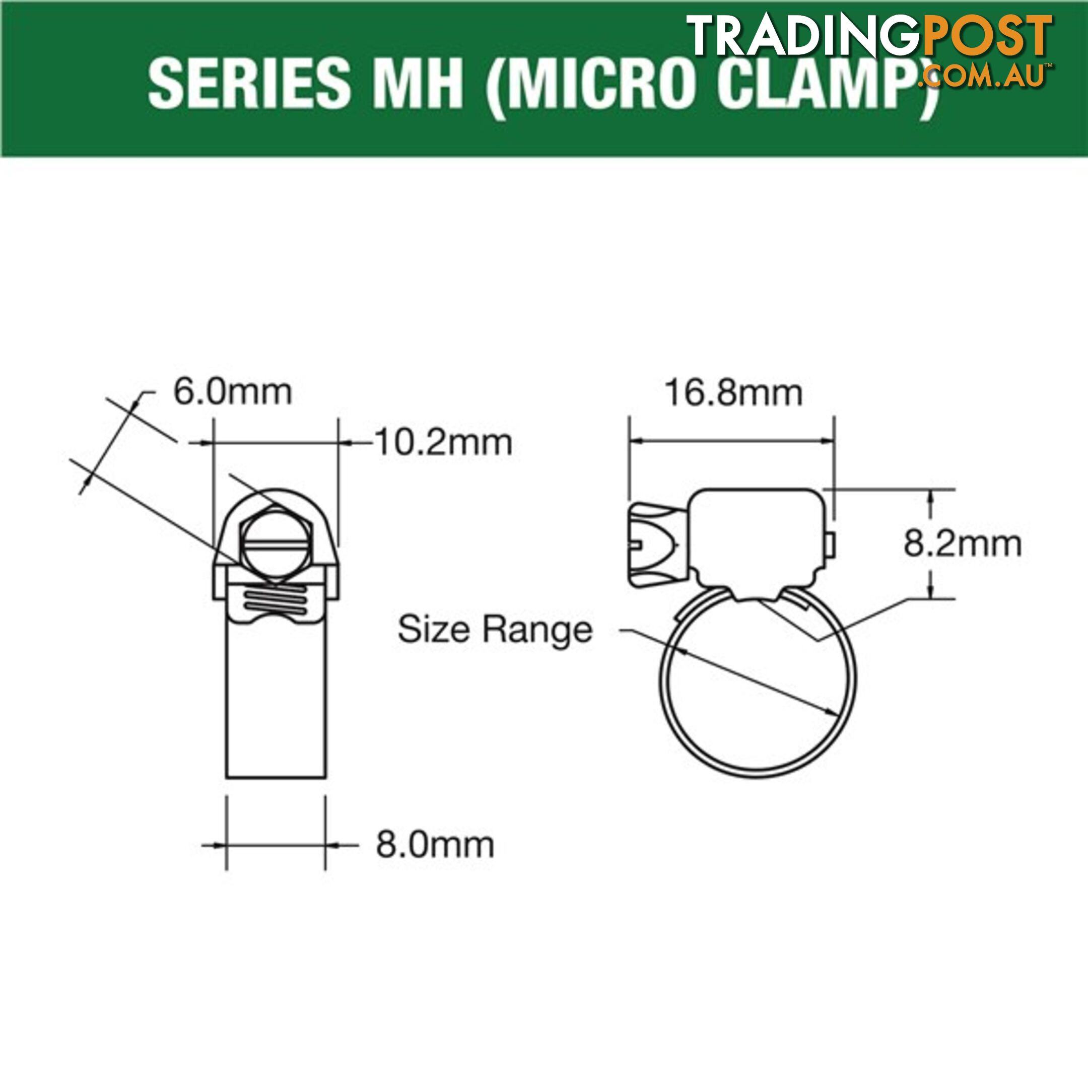 Tridon Part S. Steel Hose Clamp 11mm â 18mm Micro Perforated Band 10pk SKU - MH005P