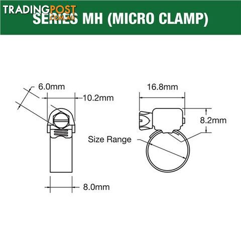 Tridon Part S. Steel Hose Clamp 11mm â 18mm Micro Perforated Band 10pk SKU - MH005P