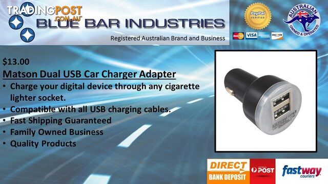 Matson Dual USB Car Charger Adapter SKU - MA98413