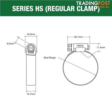 Tridon Part S. Steel Hose Clamps 159mm â 206mm Perforated Band 10pk SKU - HS120