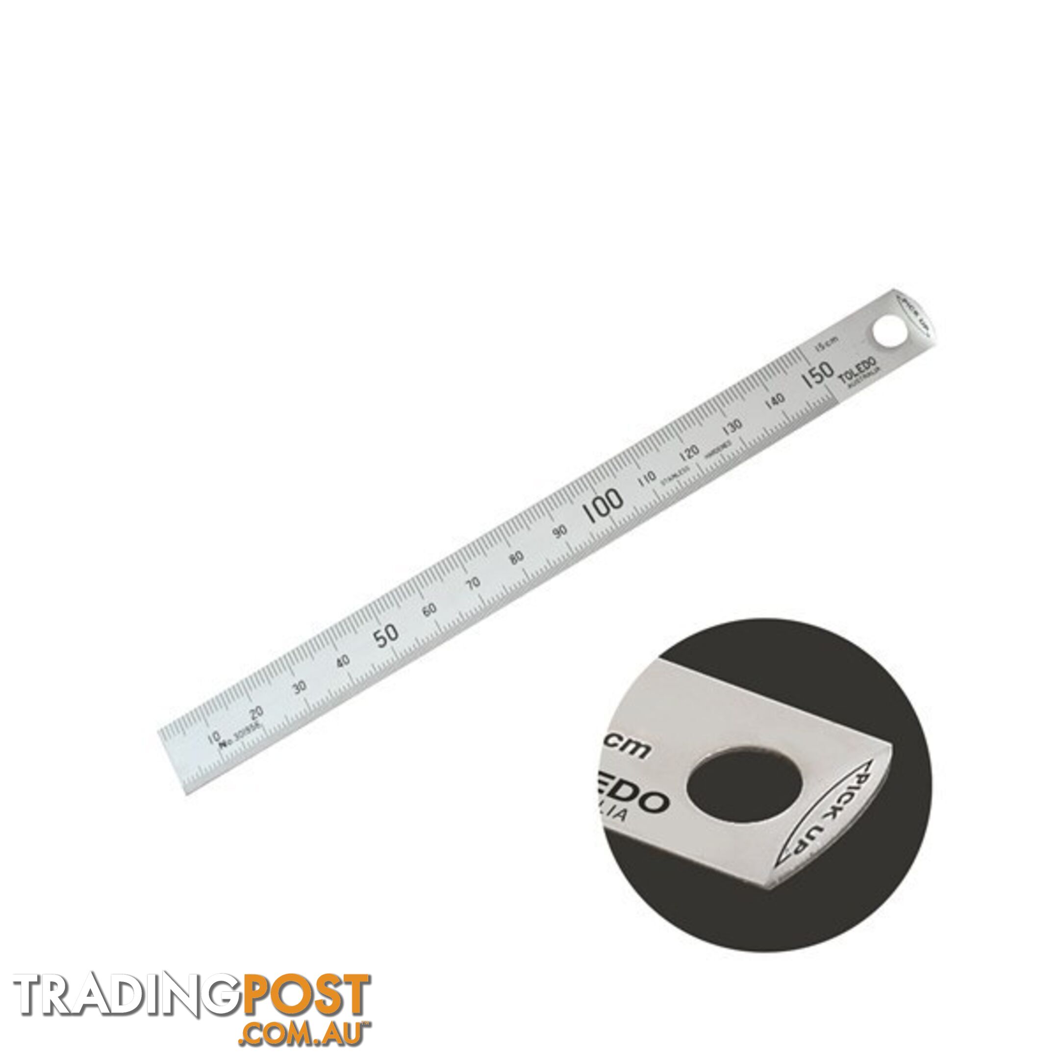 Toledo Stainless Steel Single Sided Easy Pick-Up Rule Metric  - 150mm SKU - 301956