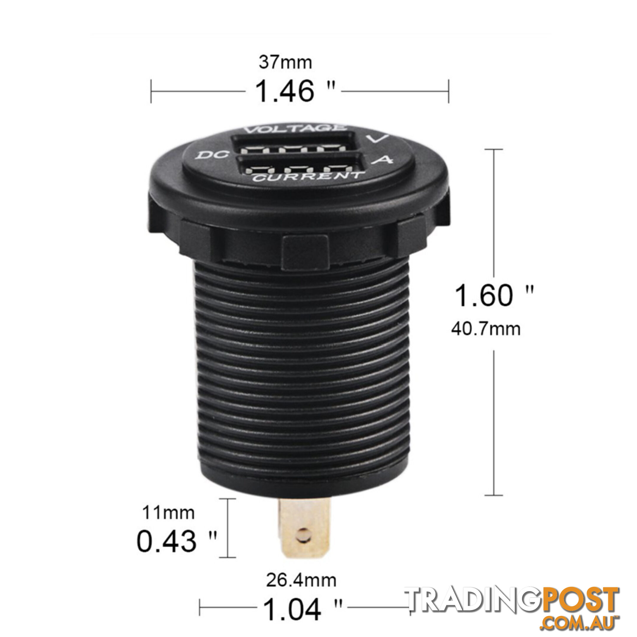 Volt   Amp Meter Round Panel Mount LED Display SKU - 10021