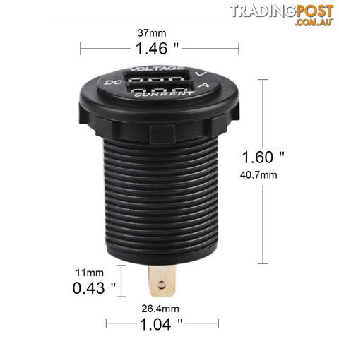 Volt   Amp Meter Round Panel Mount LED Display SKU - 10021