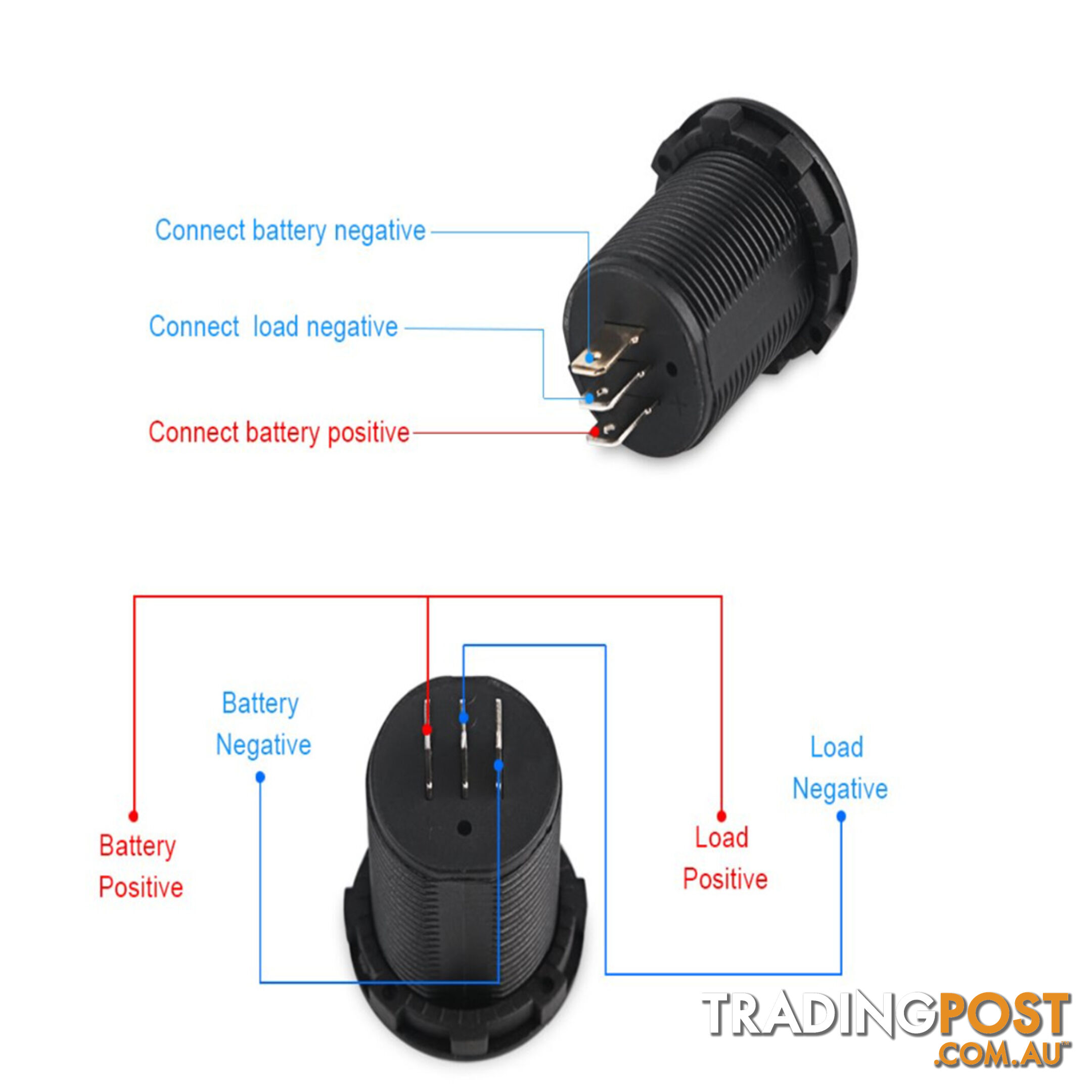 Volt   Amp Meter Round Panel Mount LED Display SKU - 10021