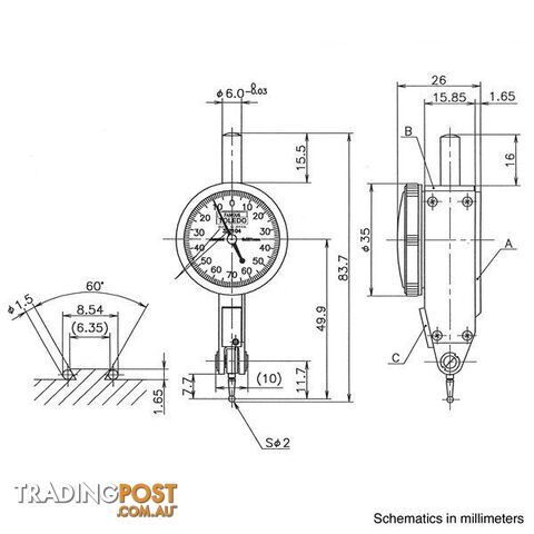 Toledo Metric Analogue Dial Test Indicator  - 0.001 x0.14 SKU - 322104