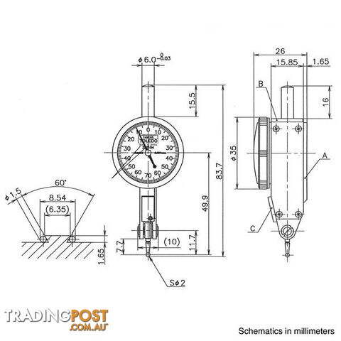 Toledo Metric Analogue Dial Test Indicator  - 0.001 x0.14 SKU - 322104