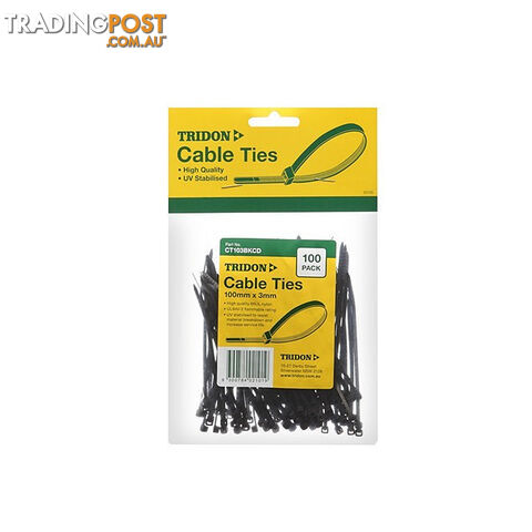 Tridon Cable Tie 8mm (w) x 300mm (l)  - Black (UV Stabilised)  - 25 Pack SKU - CT308BKCD