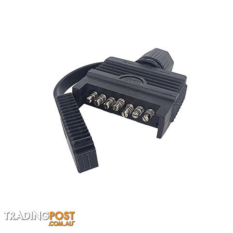 Trailer Vision 7 Pin Flat Trailer Side Plug with Rubber Cover SKU - TV-7GS