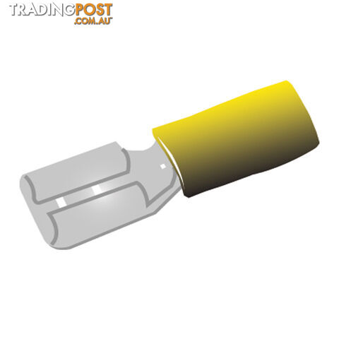 Insulated Crimp Terminal Female Yellow 6.3mm x 0.8mm 12pc or 50pc SKU - LV2561, LV2560