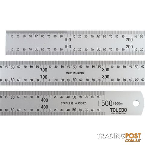 Toledo Stainless Steel Single Sided Rule Metric  - 1500mm SKU - 1500M