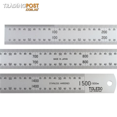 Toledo Stainless Steel Single Sided Rule Metric  - 1500mm SKU - 1500M