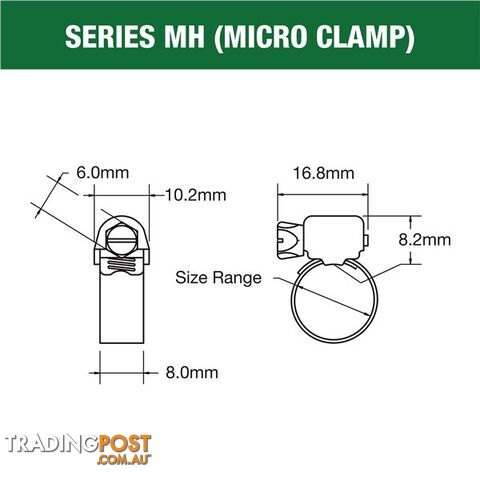 Tridon Part S. Steel Hose Clamp 17mm â 32mm Micro Perforated Band 10pk SKU - MH012P