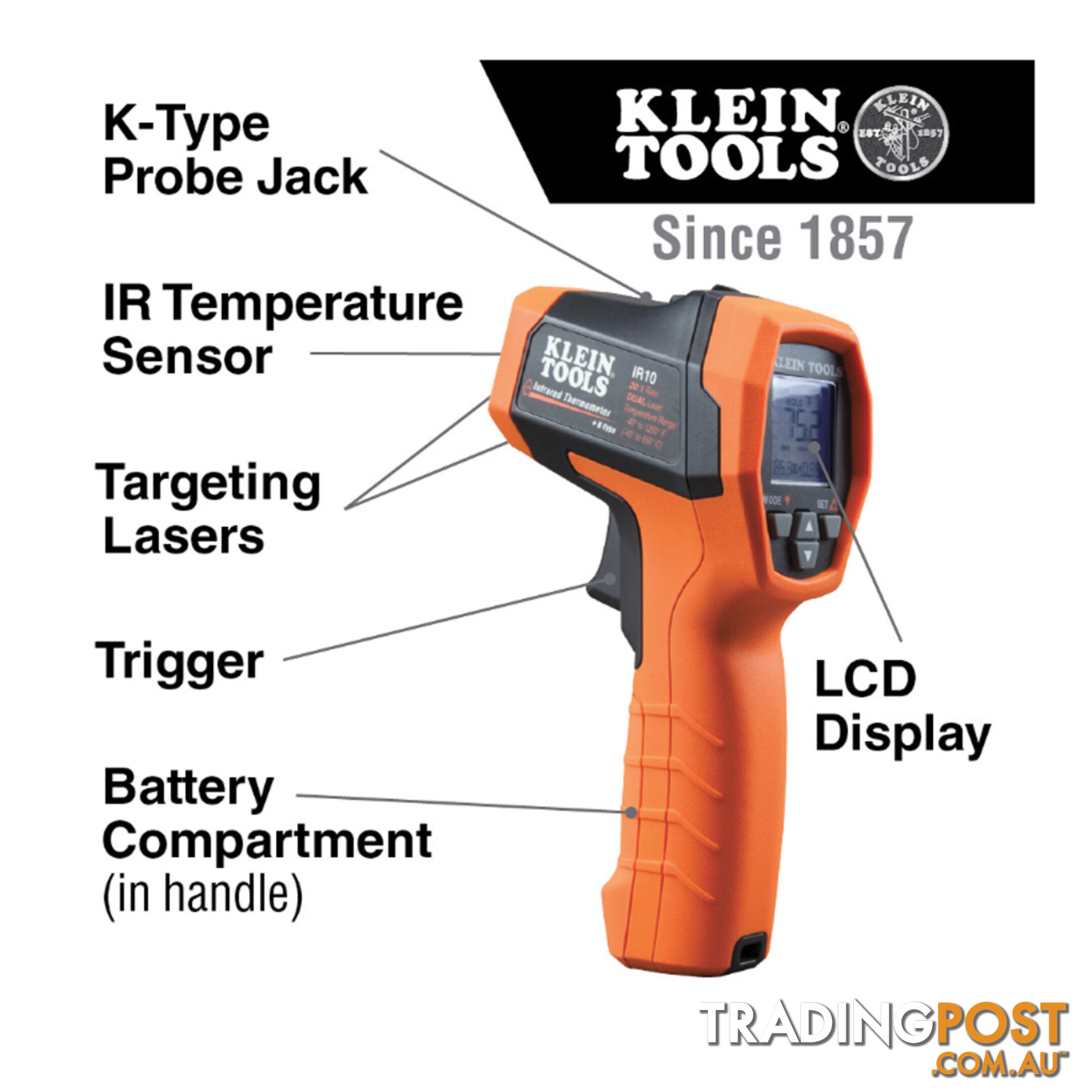 Klein Dual-laser infrared thermometer  - 20:1 -40 to 650Â°C SKU - IR10