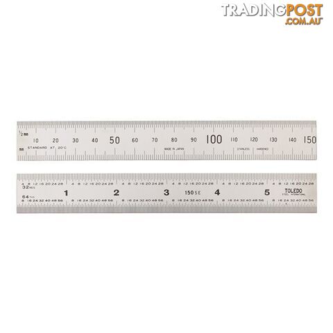 Toledo Stainless Steel Rule Double Sided Metric   Imperial  - 150mm SKU - 150SE