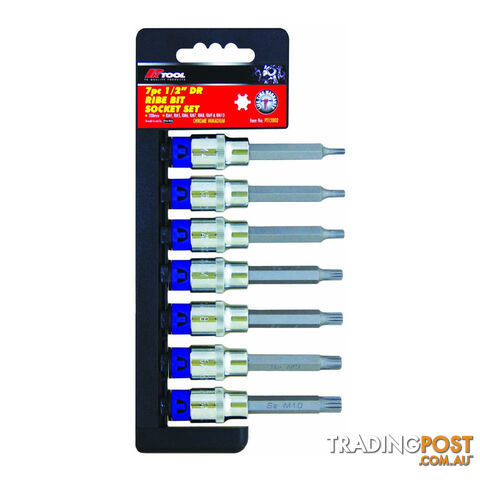 PK Tools 1/2 " dr Ribe Bit Socket 7pc Set SKU - PT12002