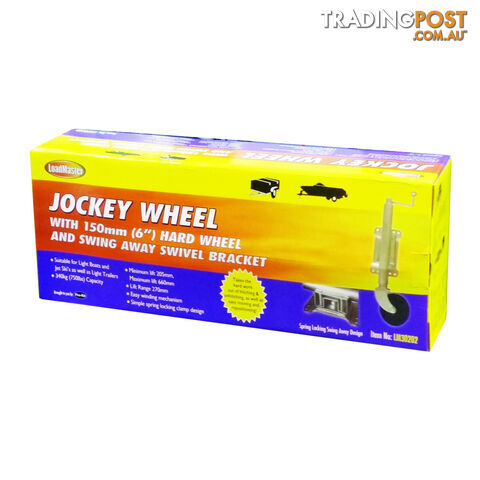 LoadMaster Jockey Wheel 150mm (6 ") Hard Wheel, Swing Away Swivel Bracket SKU - LM30202