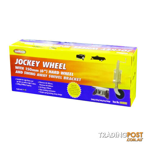 LoadMaster Jockey Wheel 150mm (6 ") Hard Wheel, Swing Away Swivel Bracket SKU - LM30202